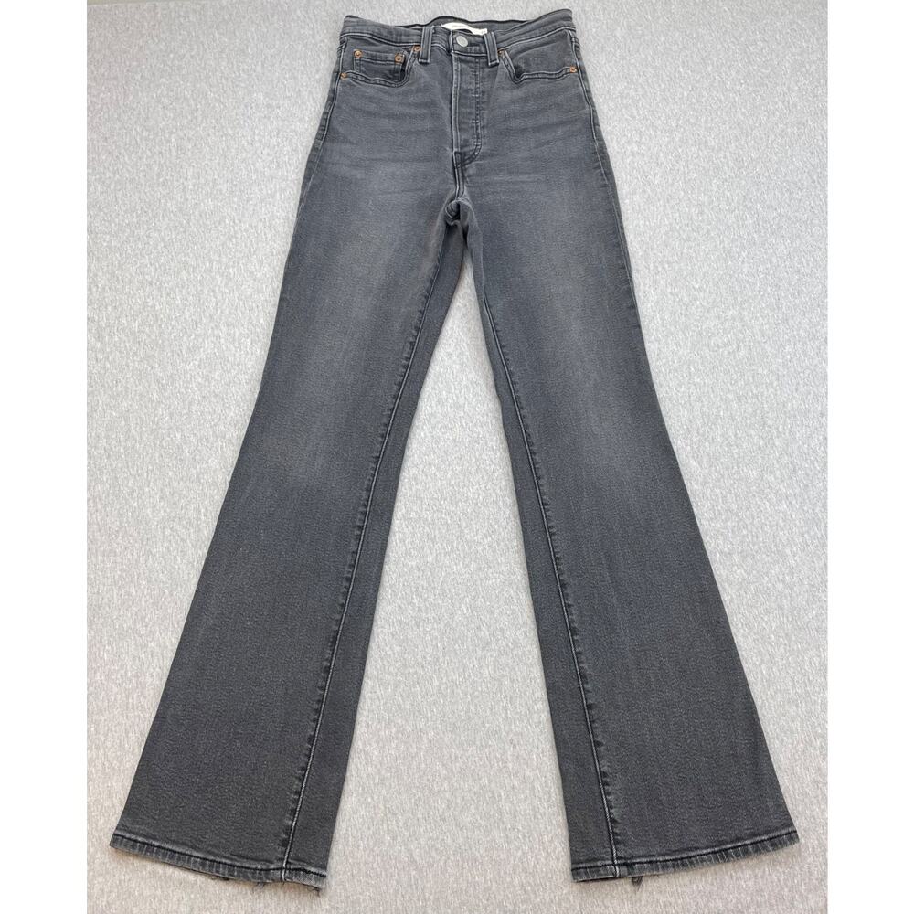 Levis Jeans Womens 27 x 33 Black Cotton Blend Stretch Ribcage Bootcut Button Fly